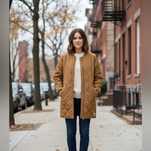 The North Face Cuchillo Parka Tan Aviator Jacket Size Small - Picture 1 of 10